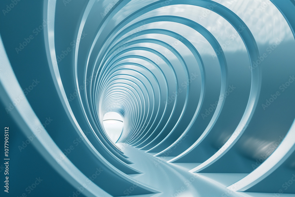 Abstract futuristic tech background with blue and white minimal round lines Abstract futuristic tech background with blue and white minimal round lines