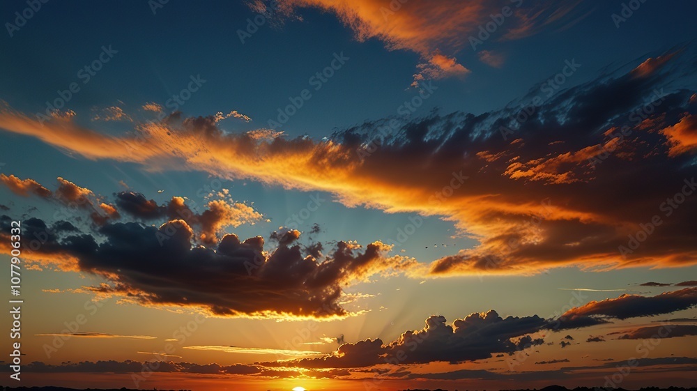 Fototapeta premium Summer sky background on sunset