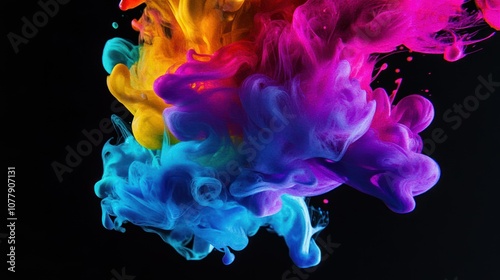 Abstract Colorful Ink Swirls
