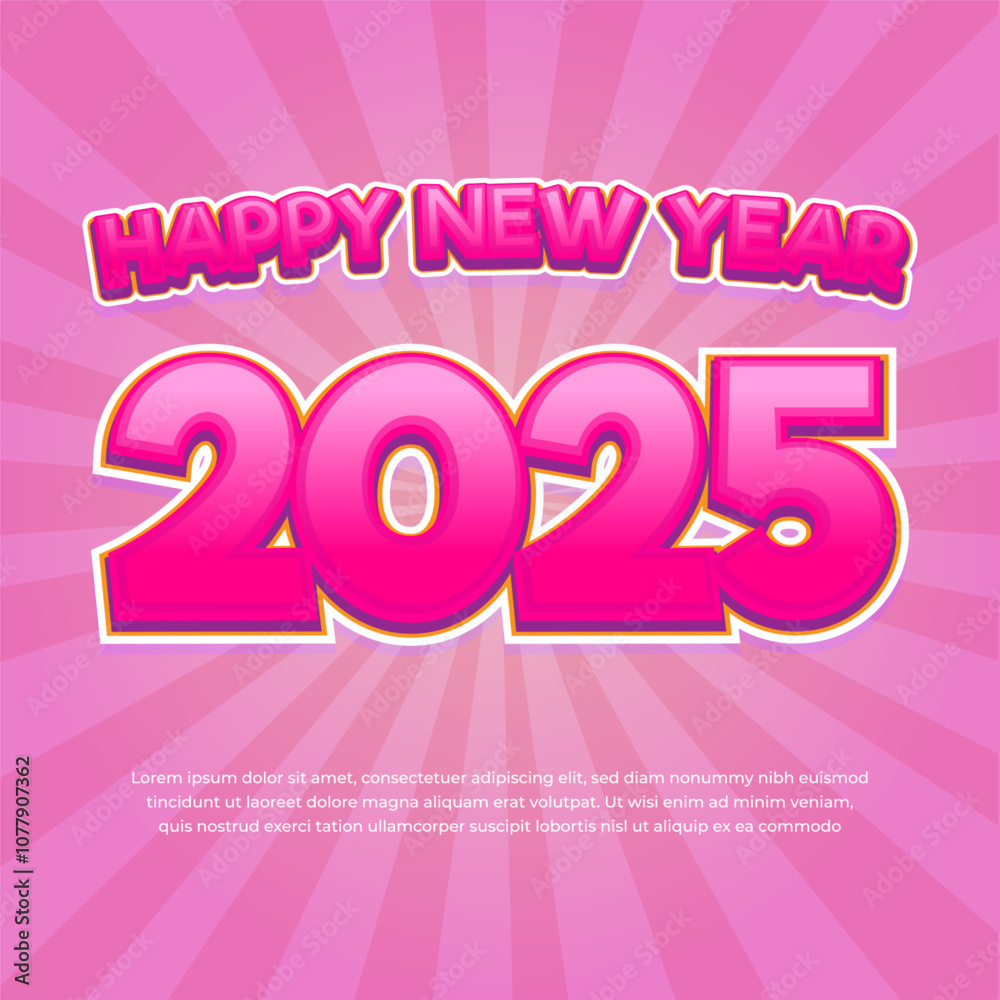 2025 New Year Square Banner Background Design with funny comic style effect 2025 New Year Square Banner Background Design with funny comic style effect