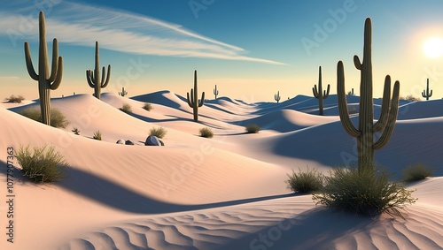 Wallpaper Mural Saguaro Cactus in a Desert Landscape with Rolling Sand Dunes Torontodigital.ca