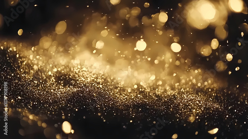Gold particles golden dust bokeh event awards trailer titles cinematic concert openers luxury celebration background. Cinematic. Illustration