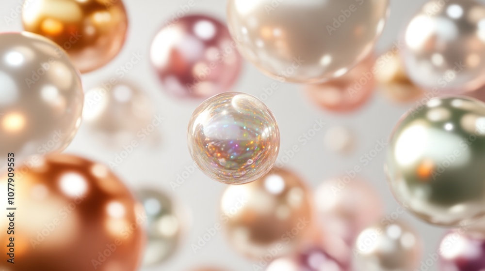 An imaginative representation of quantum pearls floating gracefully against a white background, An imaginative representation of quantum pearls floating gracefully against a white background,