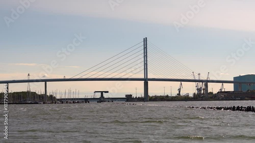 strelasund rügen bridge across coast on a sunny summer day photo