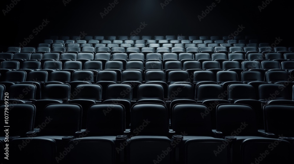 Obraz premium Atmospheric Theater Setting with Rows of Empty Seats and Dramatic Lighting