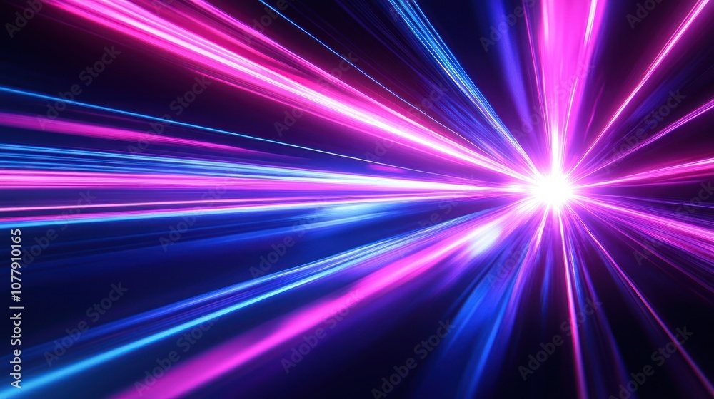 Obraz premium Abstract Light Speed with Blurry Pink and Blue Lines