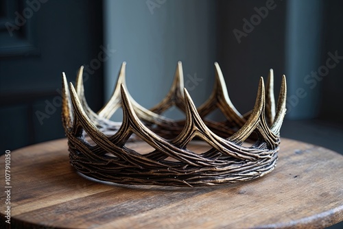 Three Dimensional Crown of Thorns Representing Royalty and Leadership Significance photo