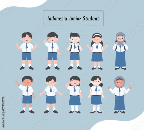 Indonesia Junior Elementary Student Character Illustration