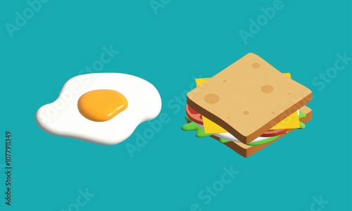 3D delicious breakfast item