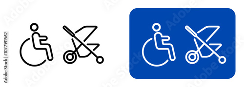 Wheel chair stroller friendly sign symbol disabled access sticker banner emblem