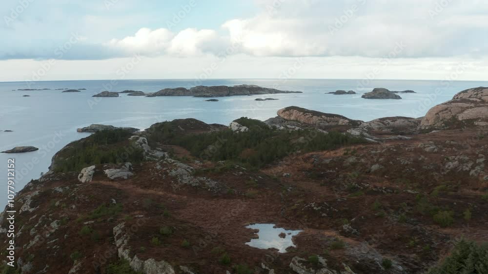 Aerial view of the ocean on the coastline of Norway Aerial view of the ocean on the coastline of Norway