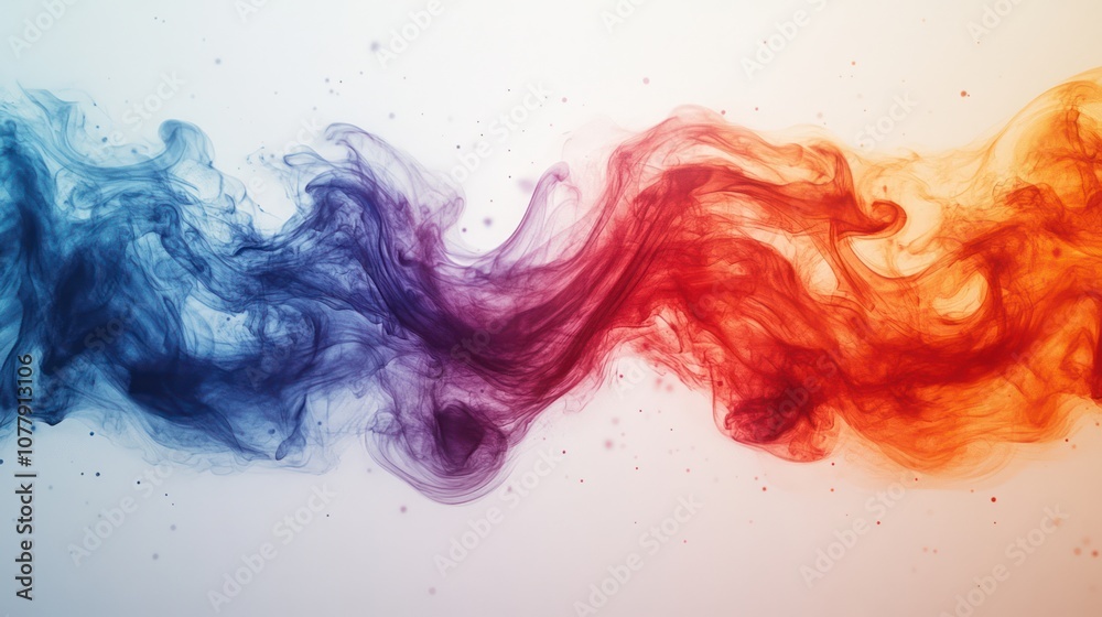 Abstract red and blue smoke swirls on a white background. Abstract red and blue smoke swirls on a white background.