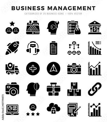 Business Management icons set. Vector illustration.