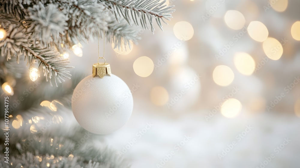 Christmas tree with frosty white ornament Christmas tree with frosty white ornament