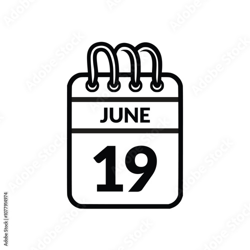 June 19 Calendar icon vector illustration.