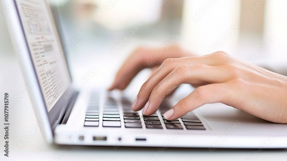 Professional Financial Analyst Using Laptop to Monitor Stock Market Trends and Data Analytics in a Modern Office Setting