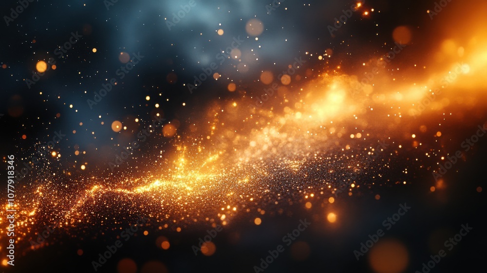 Blurred golden bokeh lights on a dark background abstract lighting design Blurred golden bokeh lights on a dark background abstract lighting design