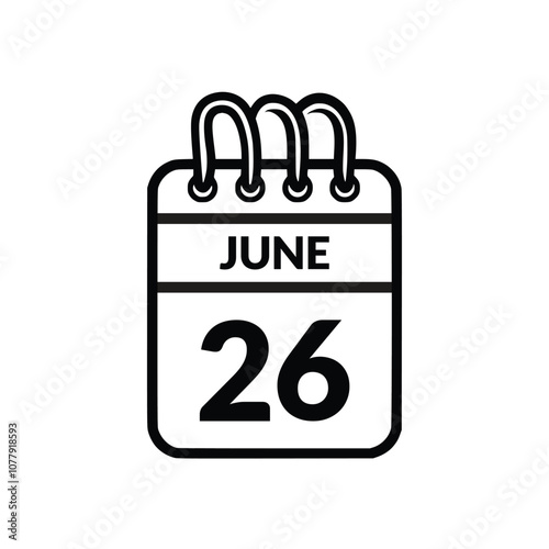 June 26 Calendar icon vector illustration.