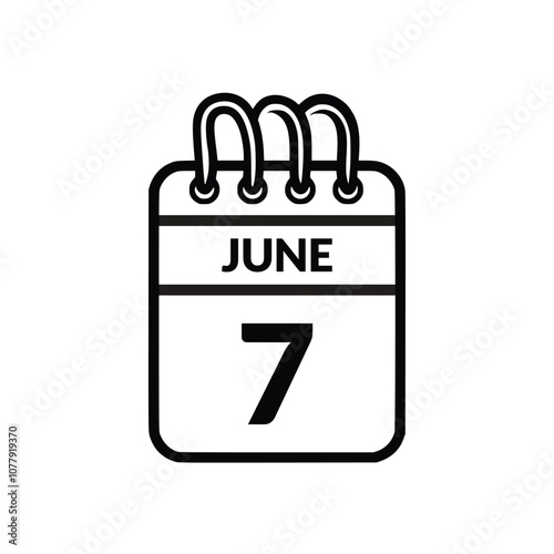 June 7 Calendar icon vector illustration.