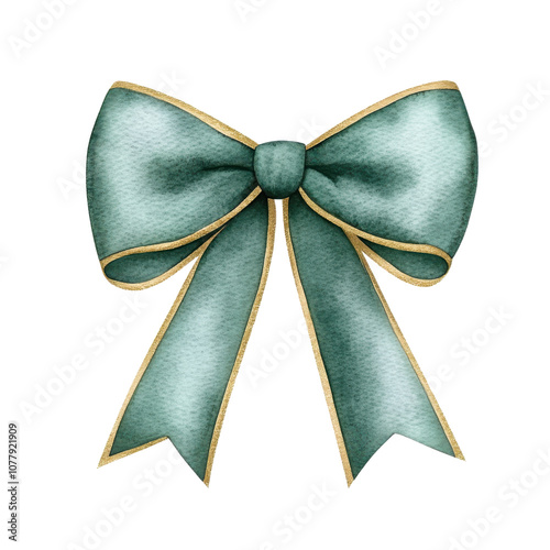 luxurious green velvet ribbon bow with gold edges, perfect for festive decorations and gift wrapping. This elegant design adds touch of sophistication to any occasion