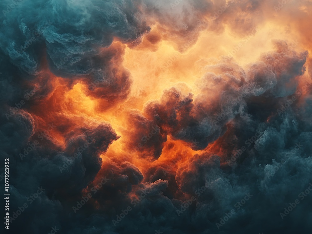 Billowing red and orange smoke clouds against a pitch-black background, creating a dramatic and abstract effect with intense contrast. Billowing red and orange smoke clouds against a pitch-black background, creating a dramatic and abstract effect with intense contrast.