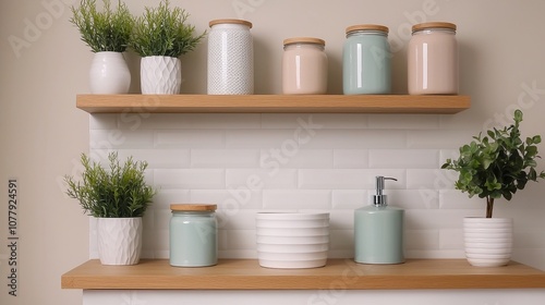 Clean, Chic, A Minimalist Bathroom Shelf with Earthy Accents