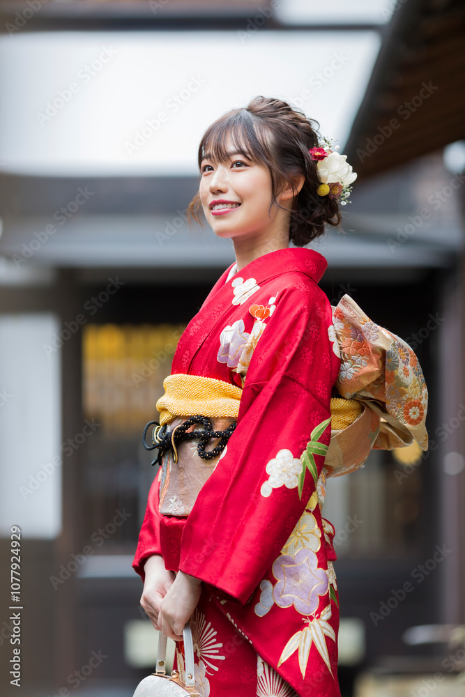 着物姿の若い女性