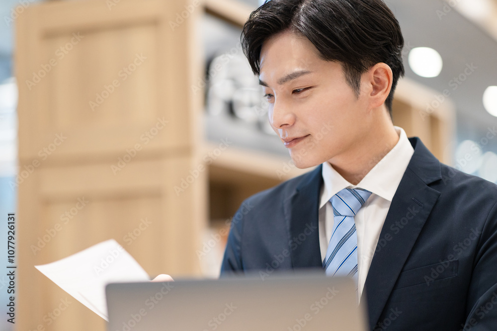 書類を確認するビジネスマン