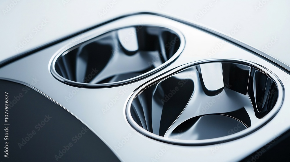 Detailed close up shot of a car ashtray with a minimalist modern and elegant design  The ashtray is shown against a plain white background highlighting its simple yet sophisticated style