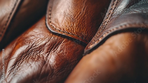 Exquisite Horsehide Leather Texture   Showcasing the Refined Natural Craft and Luxury of this Premium Material  Highlighting the Rich photo