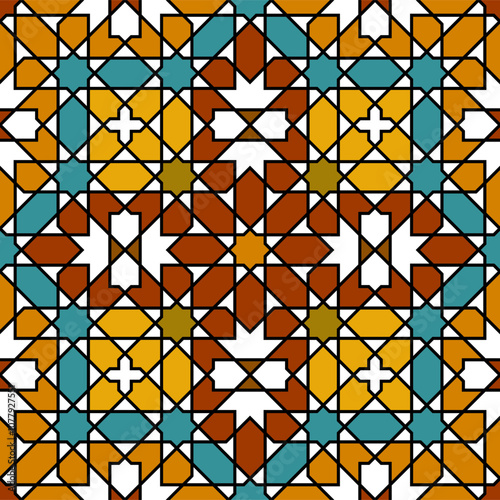 Seamless arabic ornament based on traditional arabic art. Geometric mosaic. 