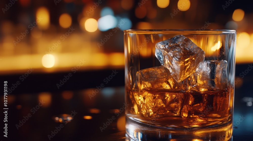 Whiskey on the Rocks in a Bar Whiskey on the Rocks in a Bar