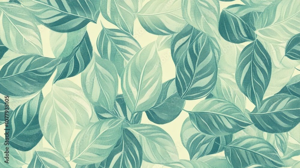 Serene Botanical Bliss - Seamless Hand-Drawn Leaf Pattern in Soft Greens for Eco-Friendly Designs Serene Botanical Bliss - Seamless Hand-Drawn Leaf Pattern in Soft Greens for Eco-Friendly Designs