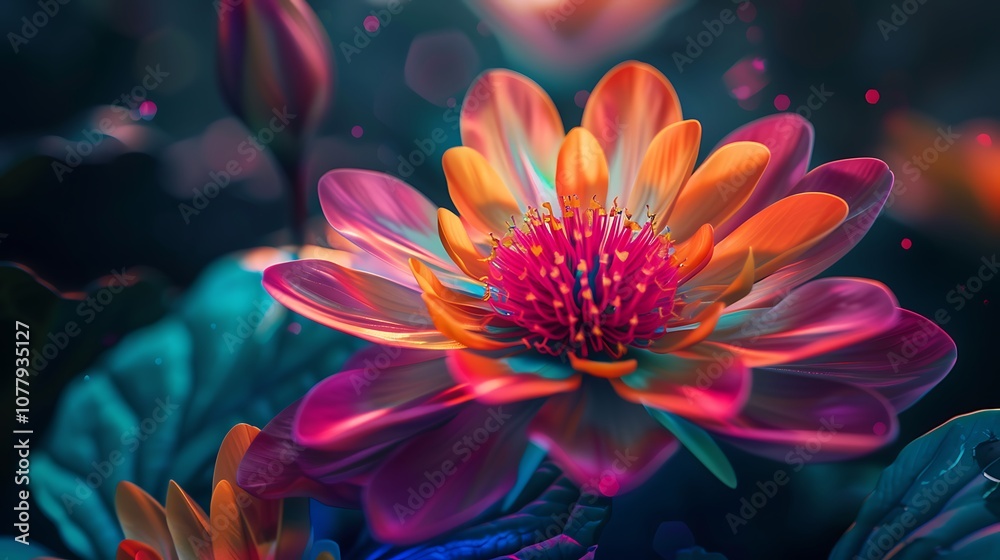 Generative AI timelapse of a colorful flower blooming, showcasing the stages of its vibrant transformation