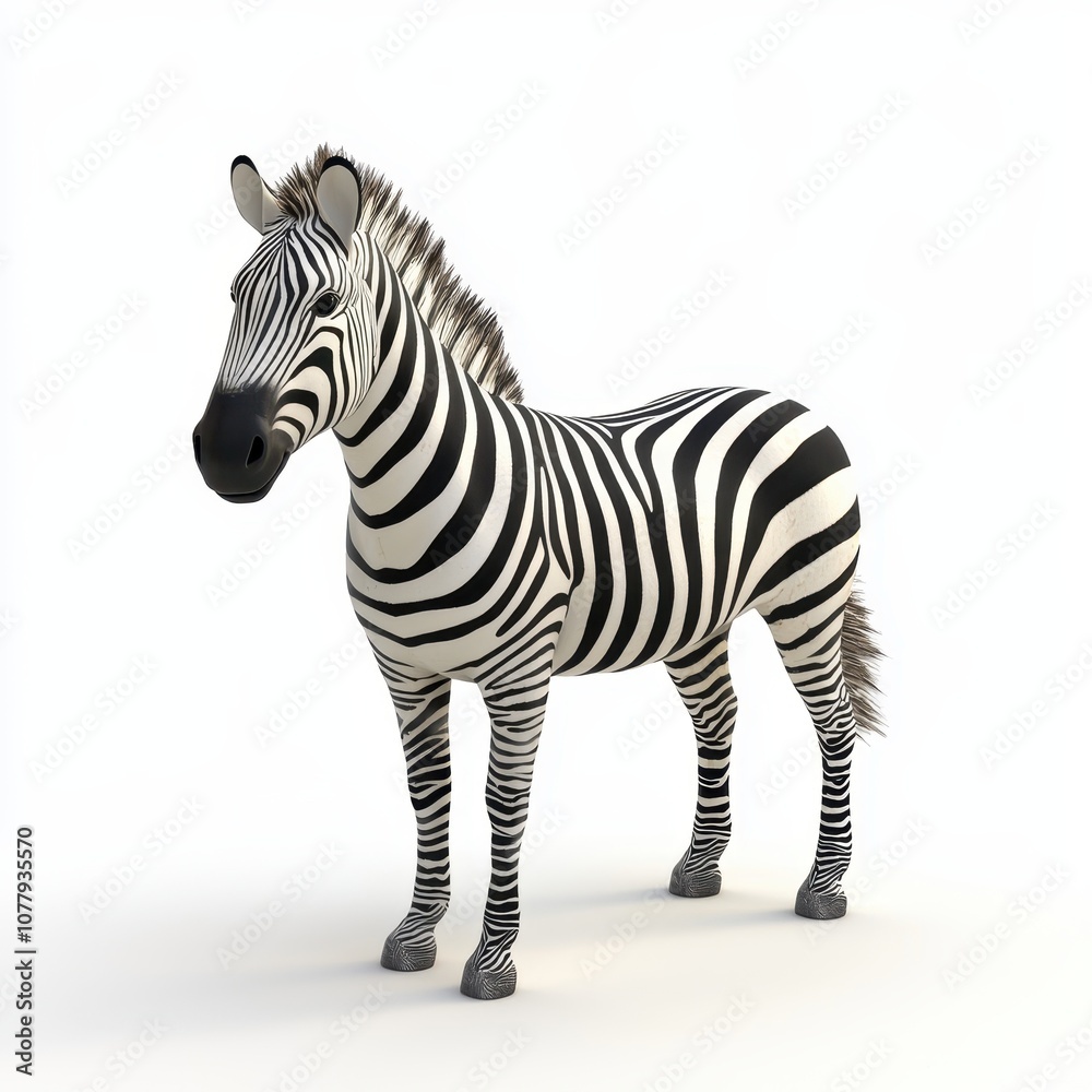 Fototapeta premium Realistic 3D Zebra on White Background