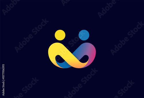 People logo design, human with infinity icon combination, people Logo design template, vector illustration