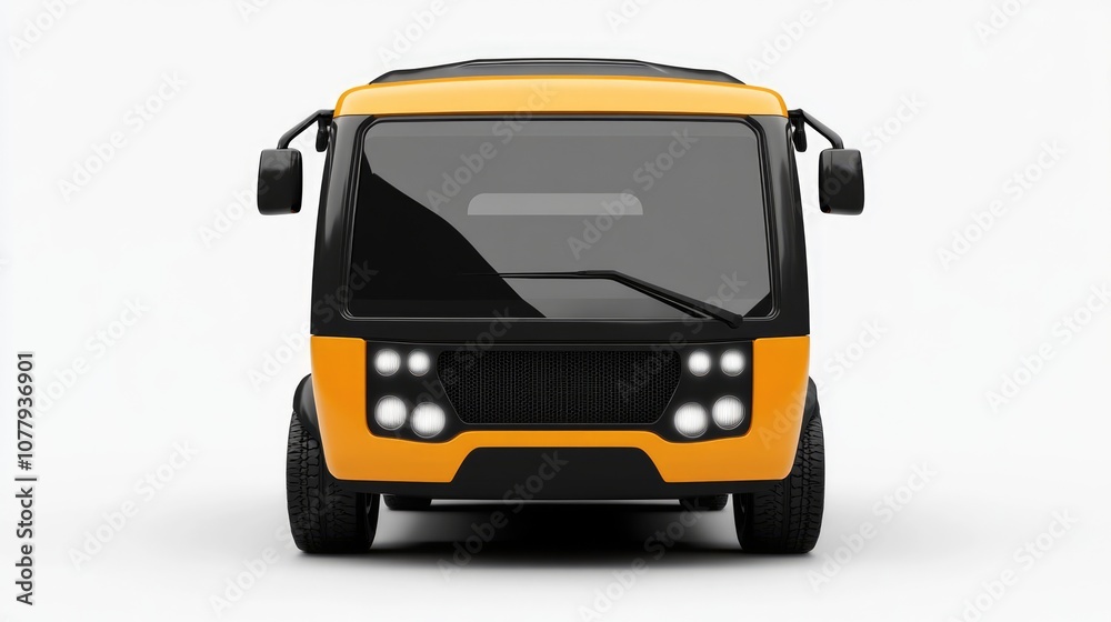 Front View of a Yellow and Black Bus Front View of a Yellow and Black Bus