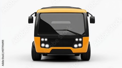 Front View of a Yellow and Black Bus