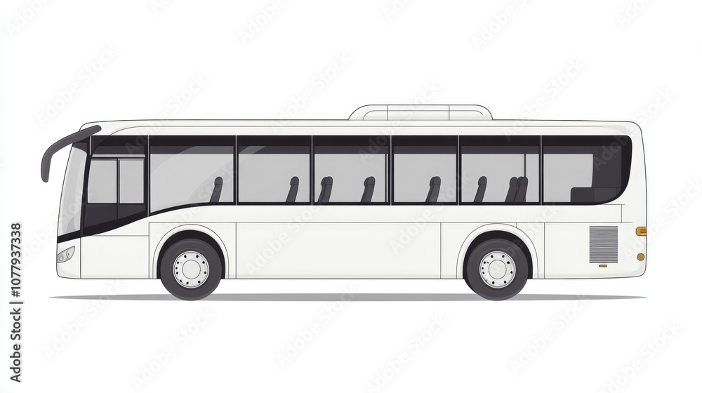 White Bus Illustration on White Background White Bus Illustration on White Background