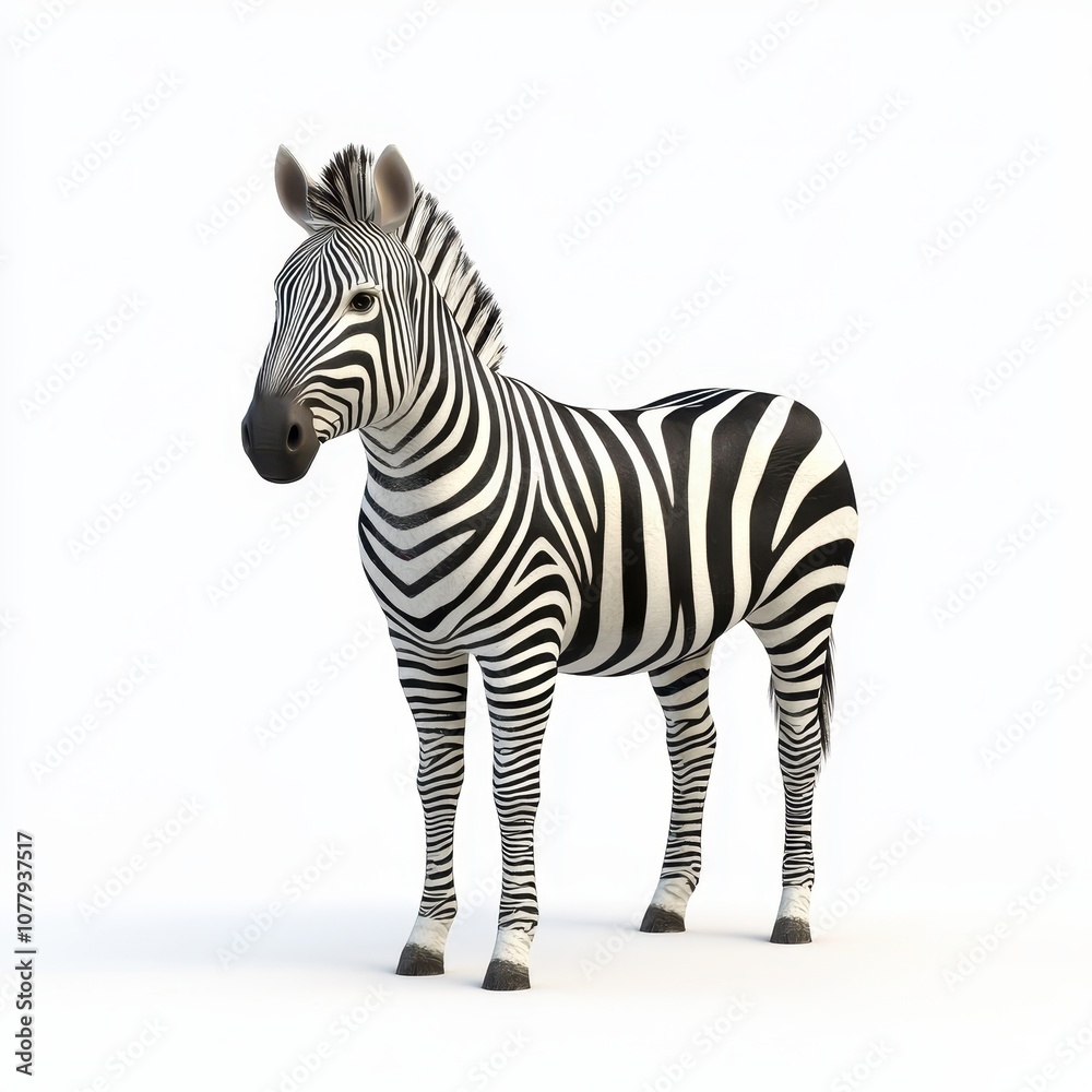 Obraz premium Realistic Zebra Illustration on White Background