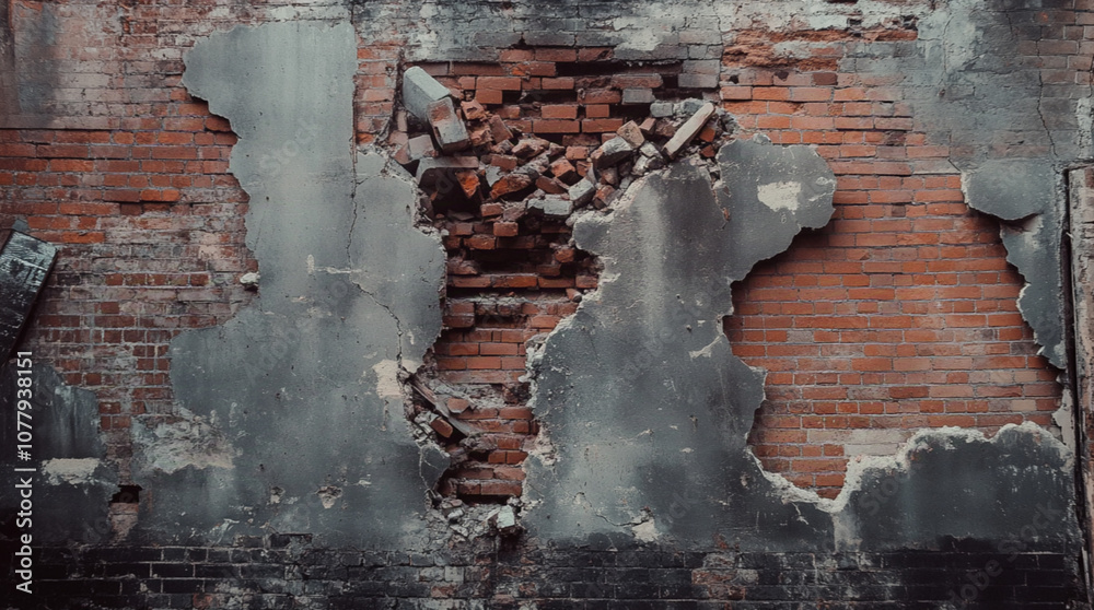 Obraz premium wall breaking down
