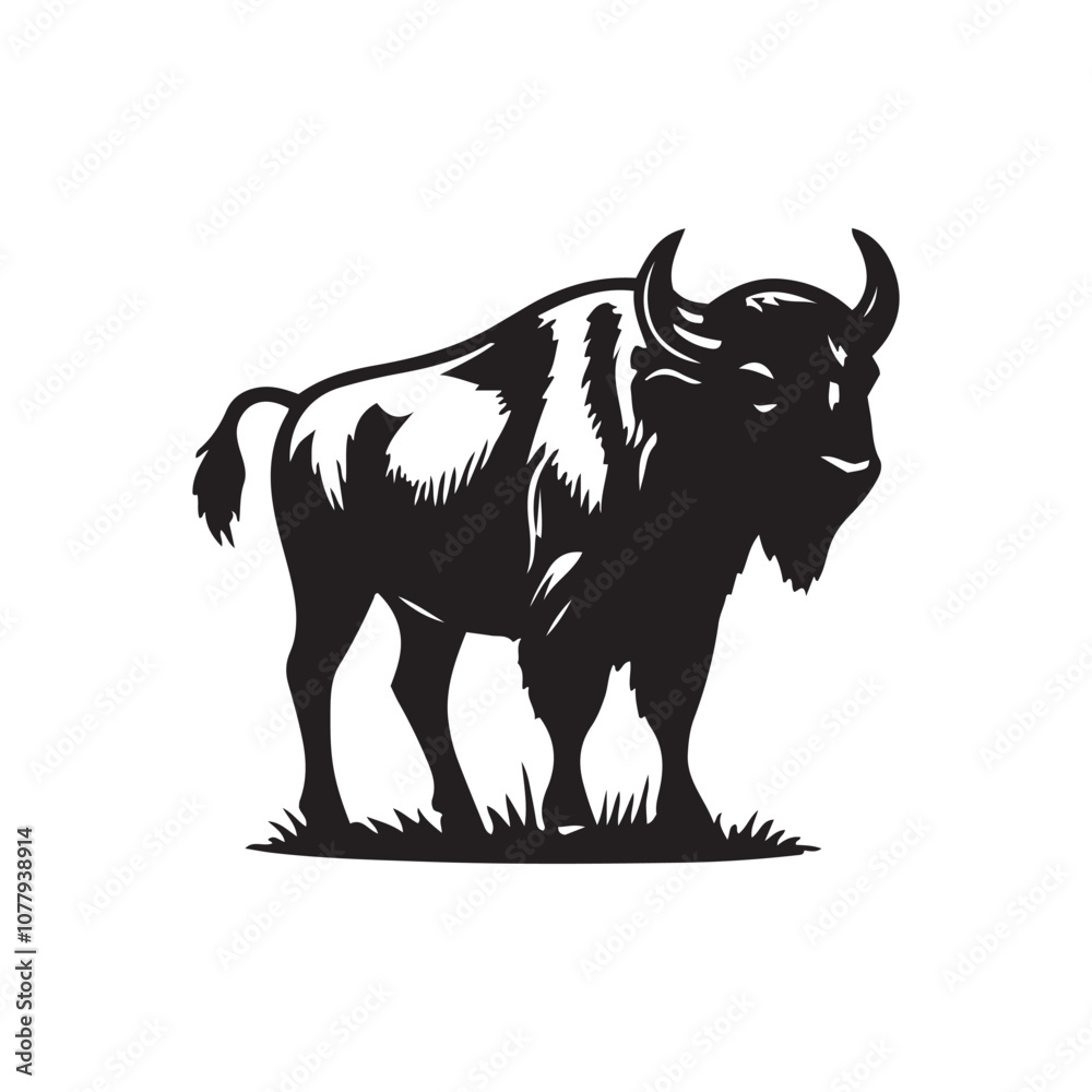 Buffalo Flat Icon, buffalo silhouette black vector art illustration, illustration logo of minimalist outline of a buffalo Buffalo Flat Icon, buffalo silhouette black vector art illustration, illustration logo of minimalist outline of a buffalo
