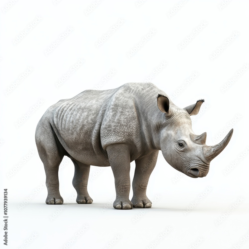 Fototapeta premium Realistic Rhinoceros Model on White Background