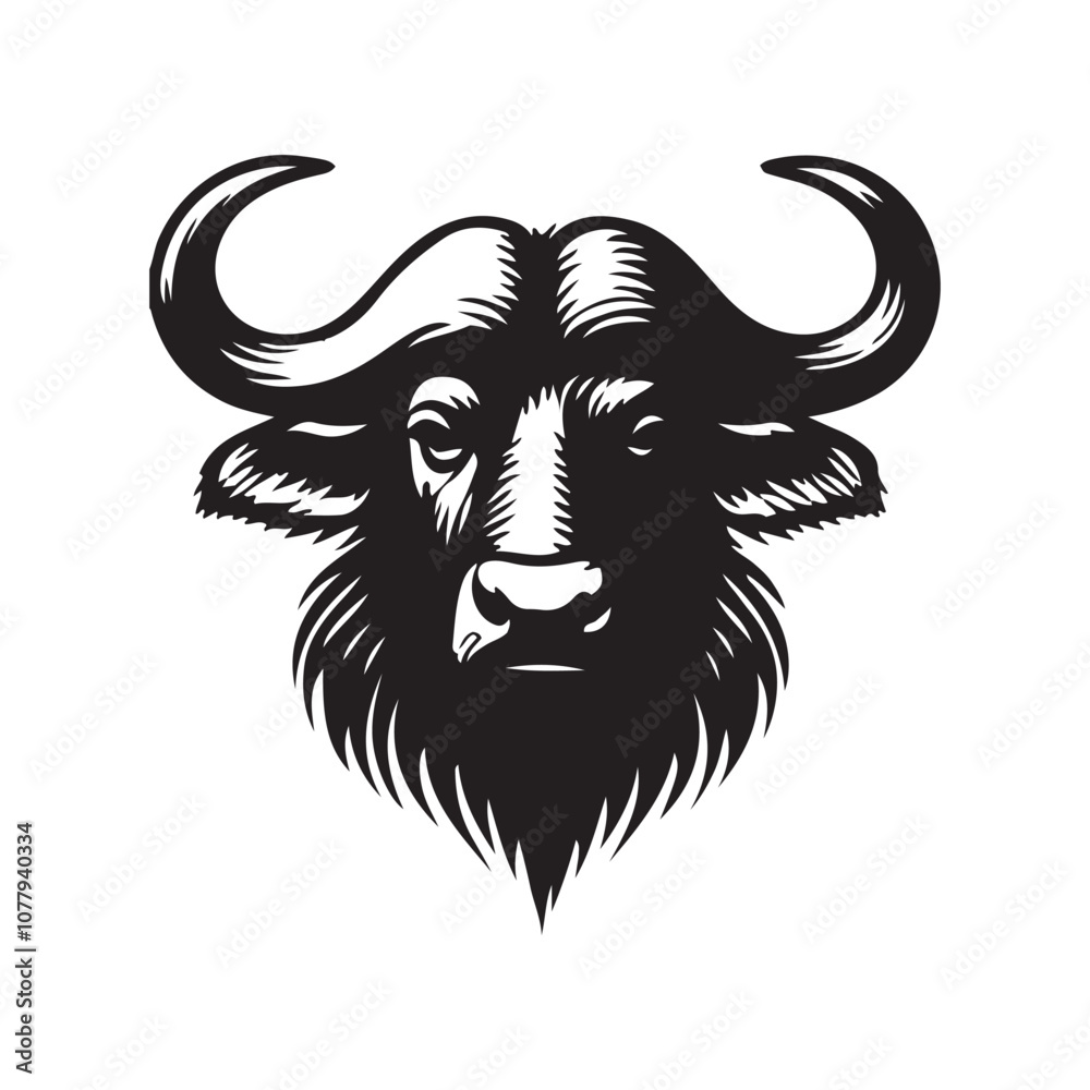 Buffalo Flat Icon, buffalo silhouette black vector art illustration, illustration logo of minimalist outline of a buffalo Buffalo Flat Icon, buffalo silhouette black vector art illustration, illustration logo of minimalist outline of a buffalo