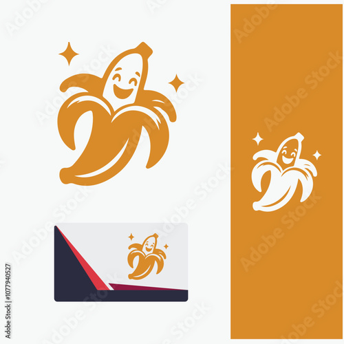 Cute Cartoon Banana Logo Design for Brand Identity