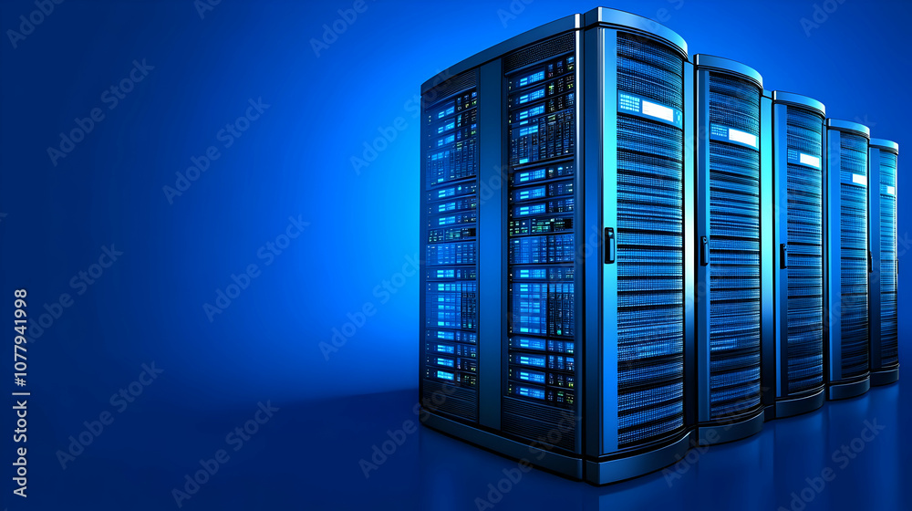 3D Render of Network Servers in Data Center 3D Render of Network Servers in Data Center