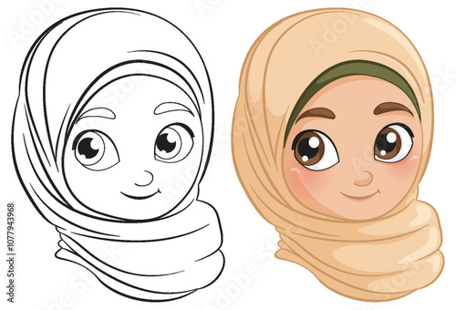 Muslim Girl Character Illustration