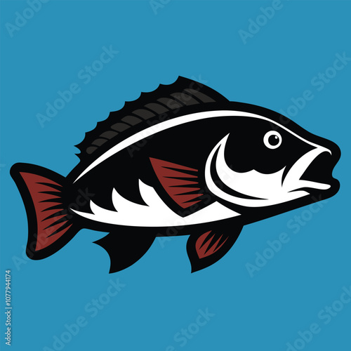 Solid color Guadalupe Bass animal vector design