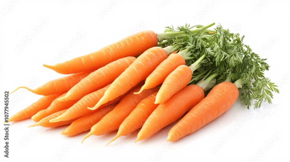 21.A pile of baby carrots arranged neatly on a white background. The small, bright orange carrots are smooth and uniform in size, creating a visually appealing heap that emphasizes their freshness 21.A pile of baby carrots arranged neatly on a white background. The small, bright orange carrots are smooth and uniform in size, creating a visually appealing heap that emphasizes their freshness
