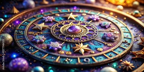 Wallpaper Mural Detailed Macro Photography of Astrological Symbols and Their Meanings, Capturing the Intricacies of Zodiac Signs, Celestial Bodies, and Spiritual Interpretations in Vibrant Colors Torontodigital.ca